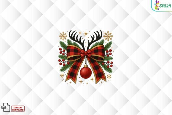 Download Plaid Reindeer Bow Ornament PNG - Plaid Collection