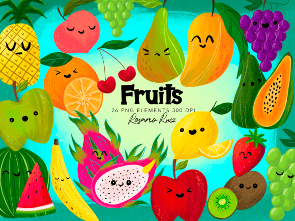 Download Cute Fruit Clipart | Kawaii Summer PNG - Kawaii summer png Collection