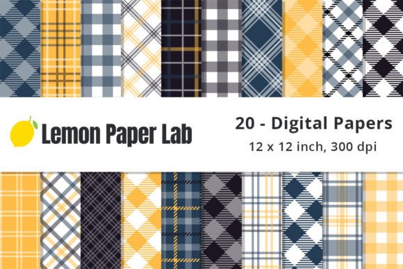 Download Blue and Yellow Plaid Digital Paper - Plaid Collection
