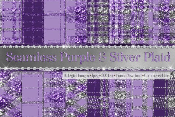 Download Silver Purple Glitter Plaid Patterns - Plaid Collection