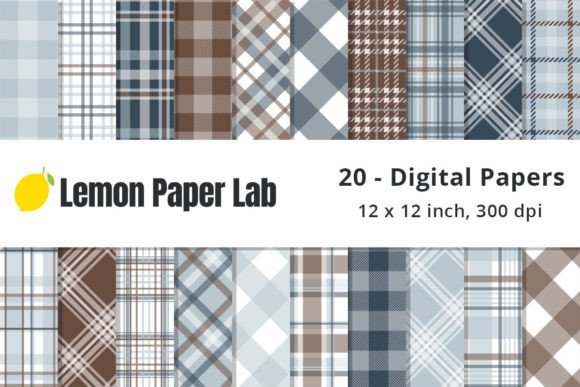 Download Blue and Brown Plaid Digital Papers - Plaid Collection