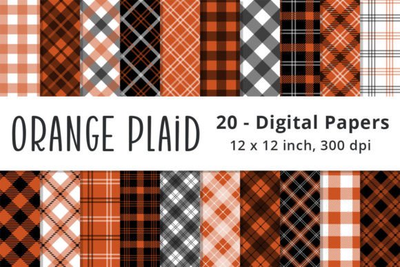 Download Fall Orange Plaid Digital Paper Patterns - Plaid Collection