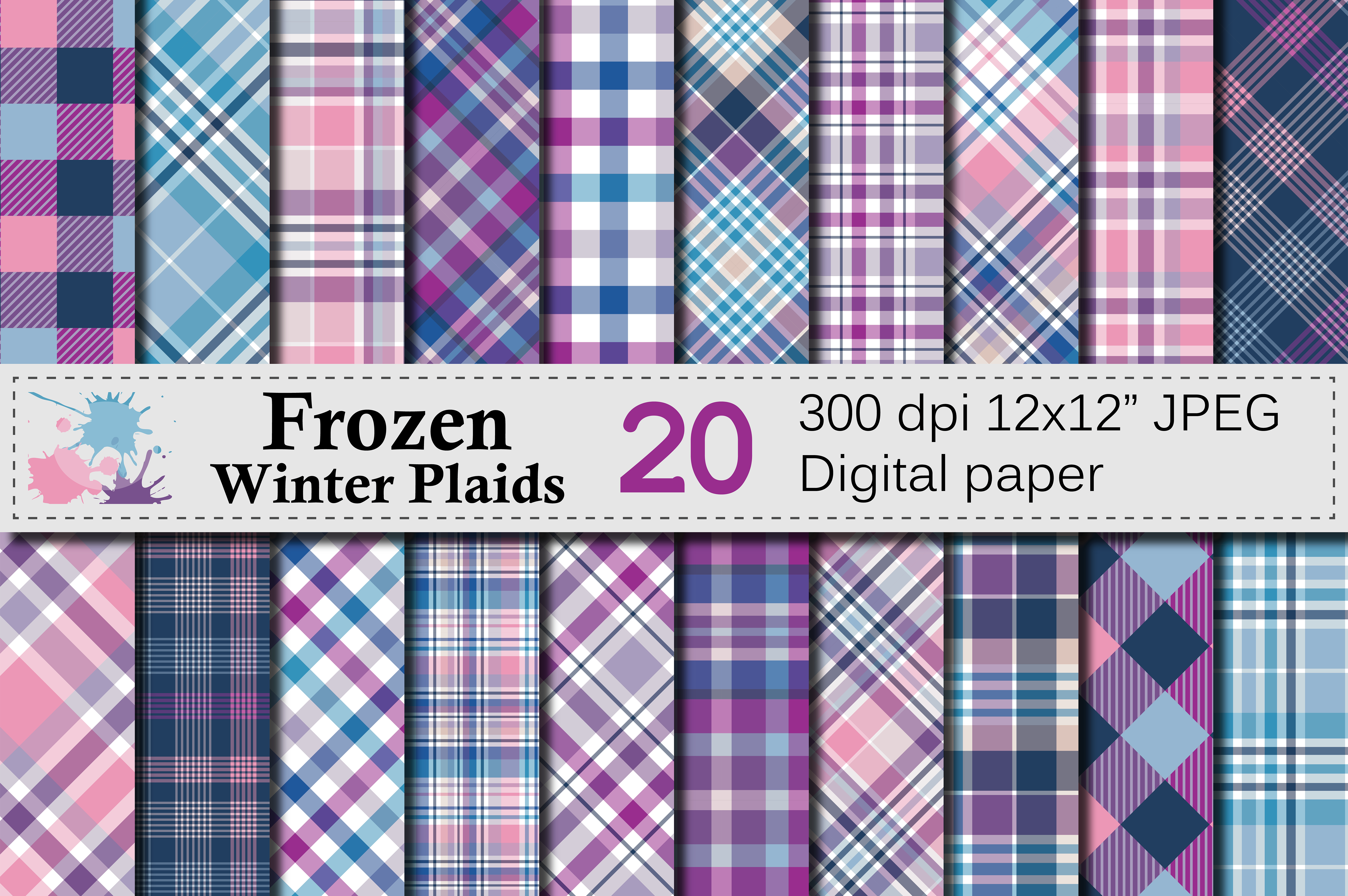 Download Frozen Winter Plaid Digital Paper - Plaid Collection