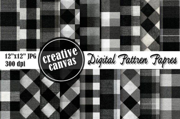Download Black &amp; White Plaid Digital Paper - Plaid Collection